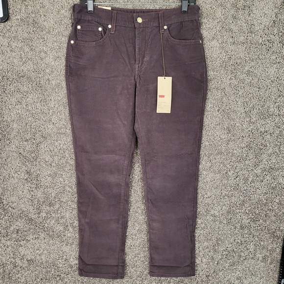 Levi's Womens Mid Rise Petite Skinny Corduroy Pants Plum 12PM NWT - Picture 1 of 10
